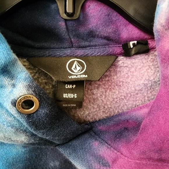 Volcom Scrowed Ballpoint Blue Tie Dye Pullover Hoodie Sweater Men Small - Picture 3 of 6